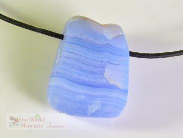 Chalcedon blau, Anhänger, gebohrt